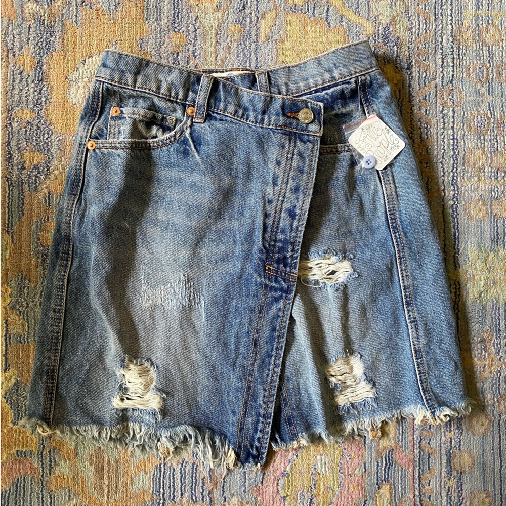 Free People Parker Wrap Denim Skirt